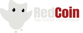 RedCoin logo with gaming mascot and slogan “See further. Play smarter” representing a female esports community